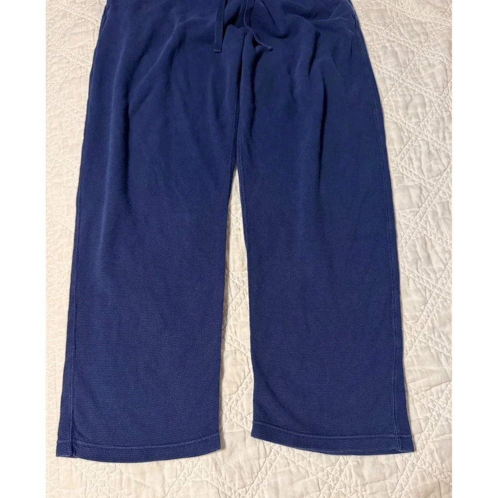 Polo Ralph Lauren Mens Navy Blue Waffle Knit Thermal Lounge Sleep Pants Large